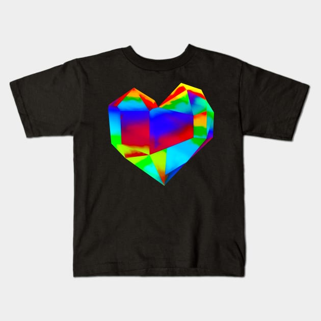 Rainbow Crystal Heart Kids T-Shirt by HeyListen